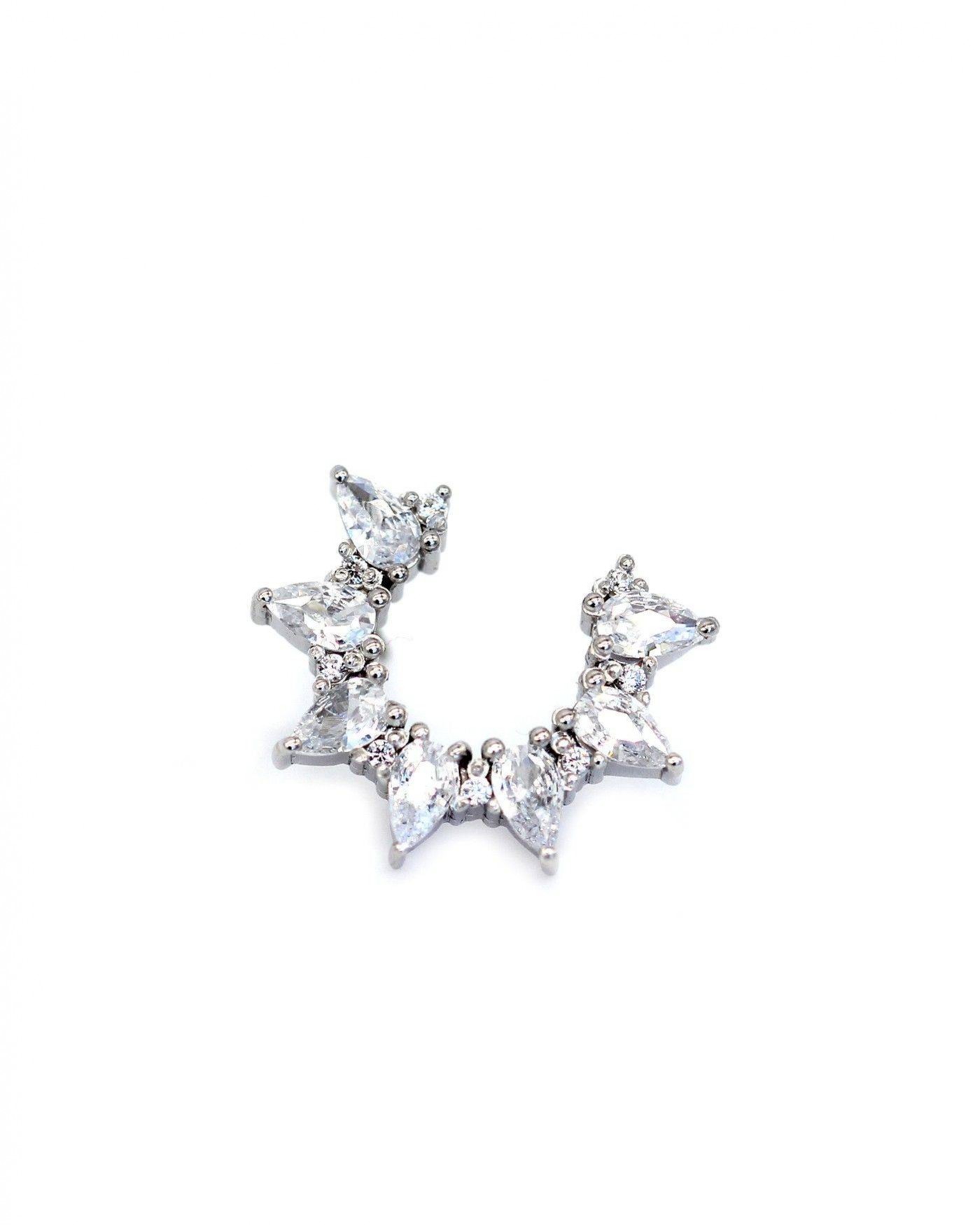 Plumeria Flower Earrings with white Zircons  - 2