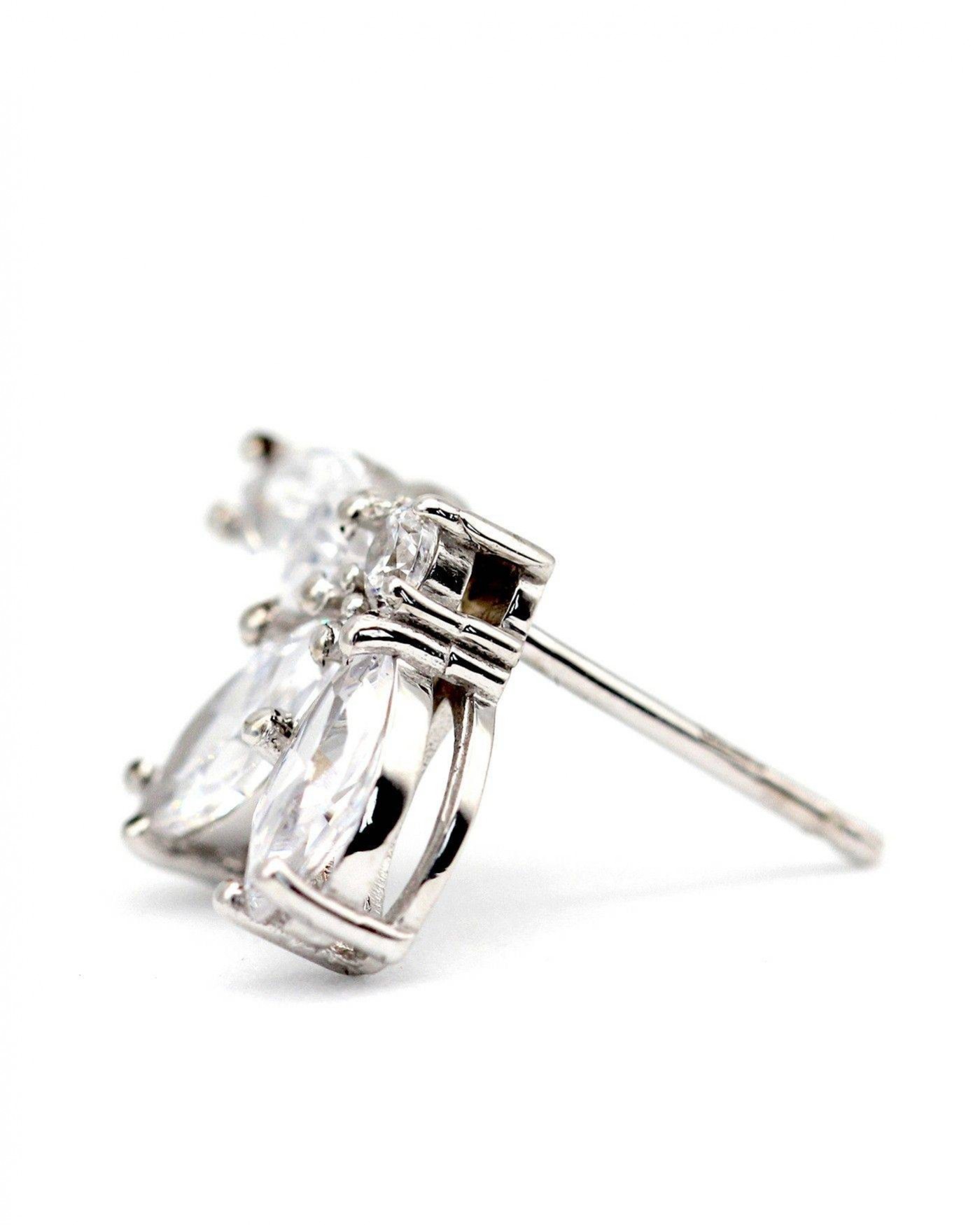 Kolczyki Kwiat Fiore z białymi cyrkoniami  - 3