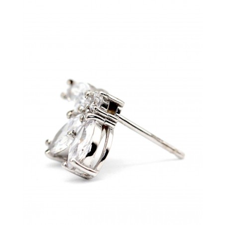 Kolczyki Kwiat Fiore z białymi cyrkoniami  - 3