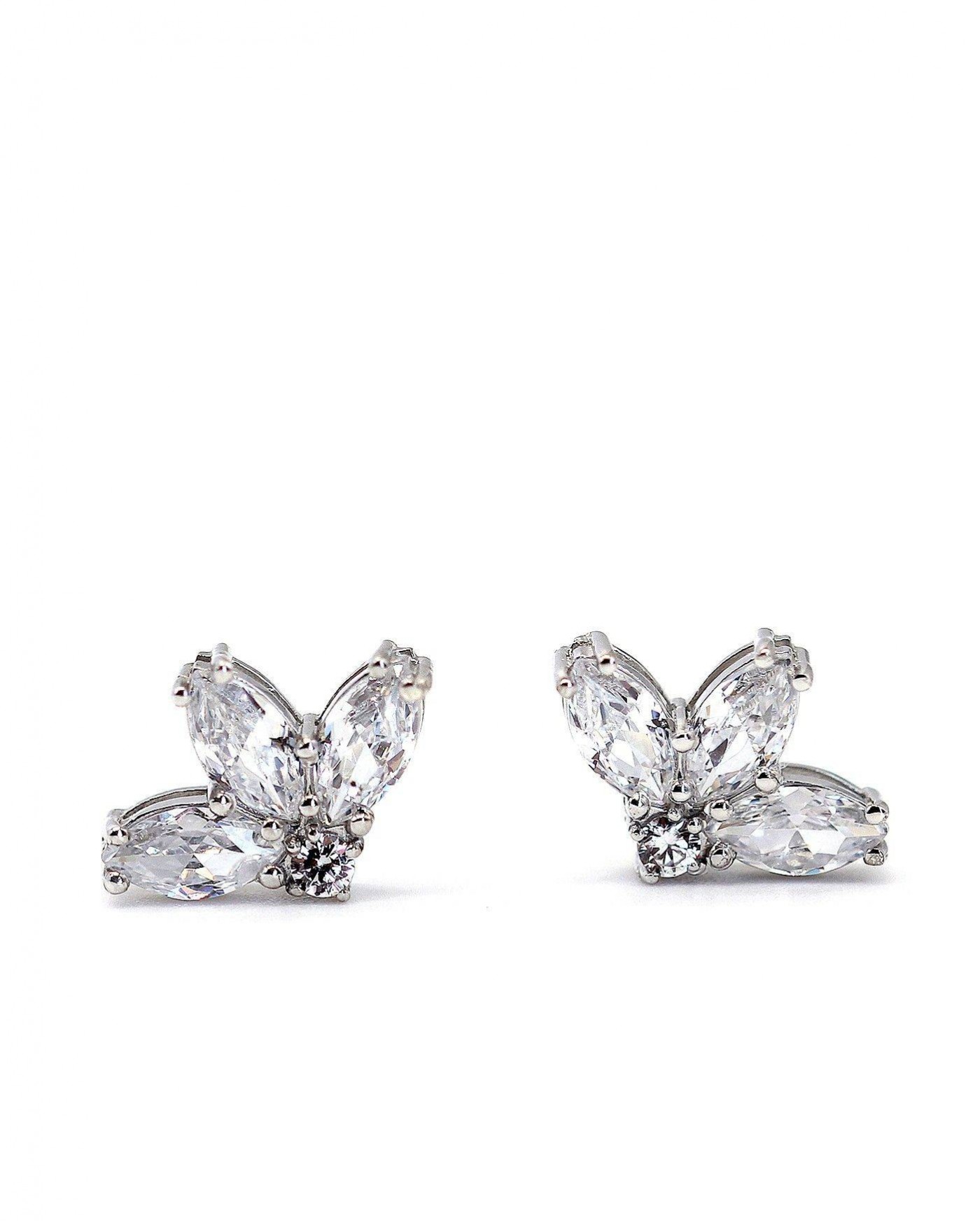 Kolczyki Kwiat Fiore z białymi cyrkoniami  - 2