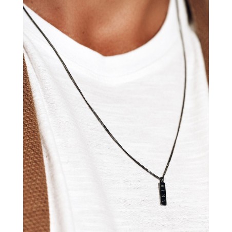 Collana Minimal da uomo in argento scuro  - 4