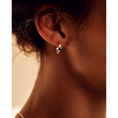 Kolczyki Raffinata Mini Hoop z czarnym sercem  - 4