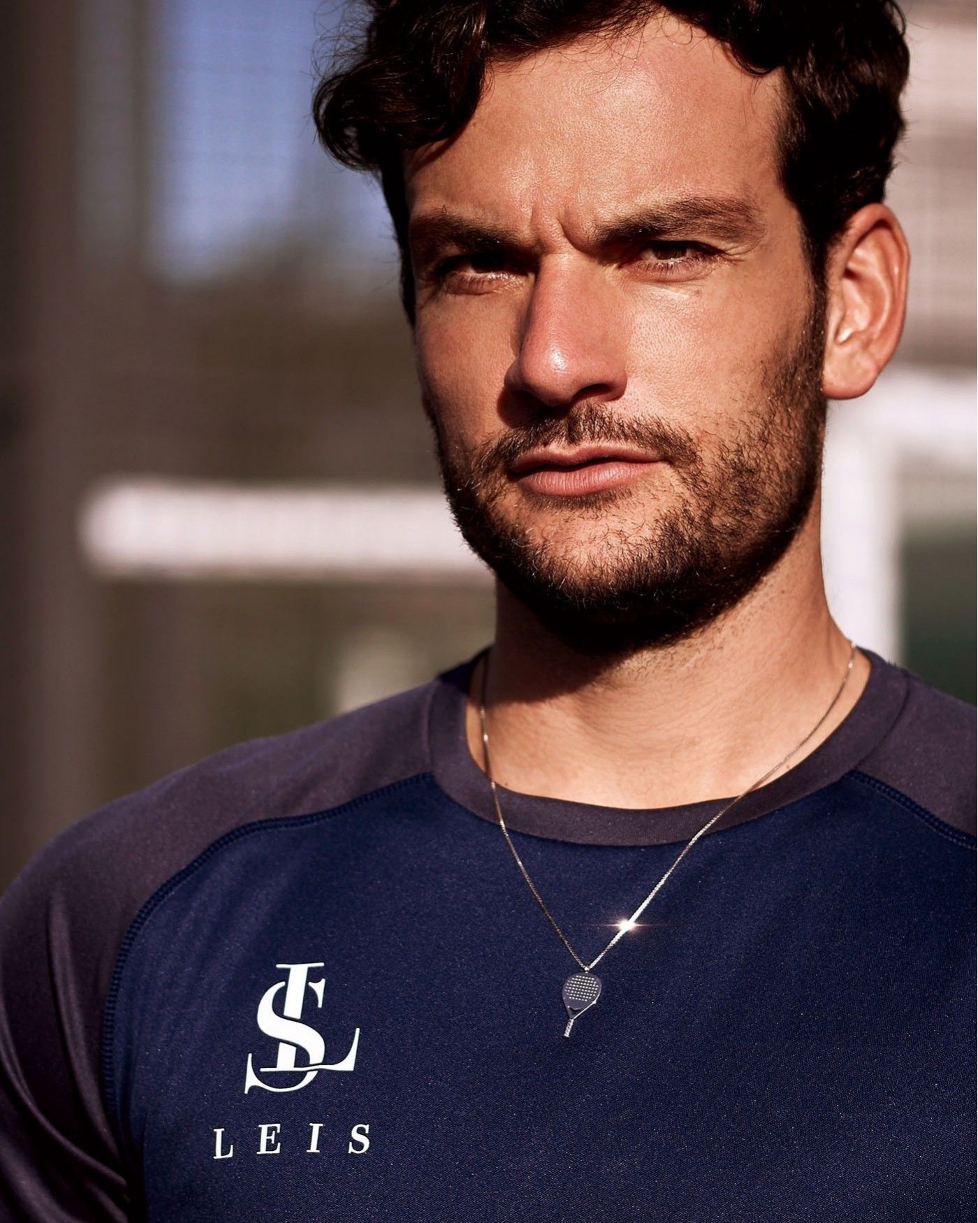 Srebrny męski naszyjnik rodowany na czarno Padel X3  - 1