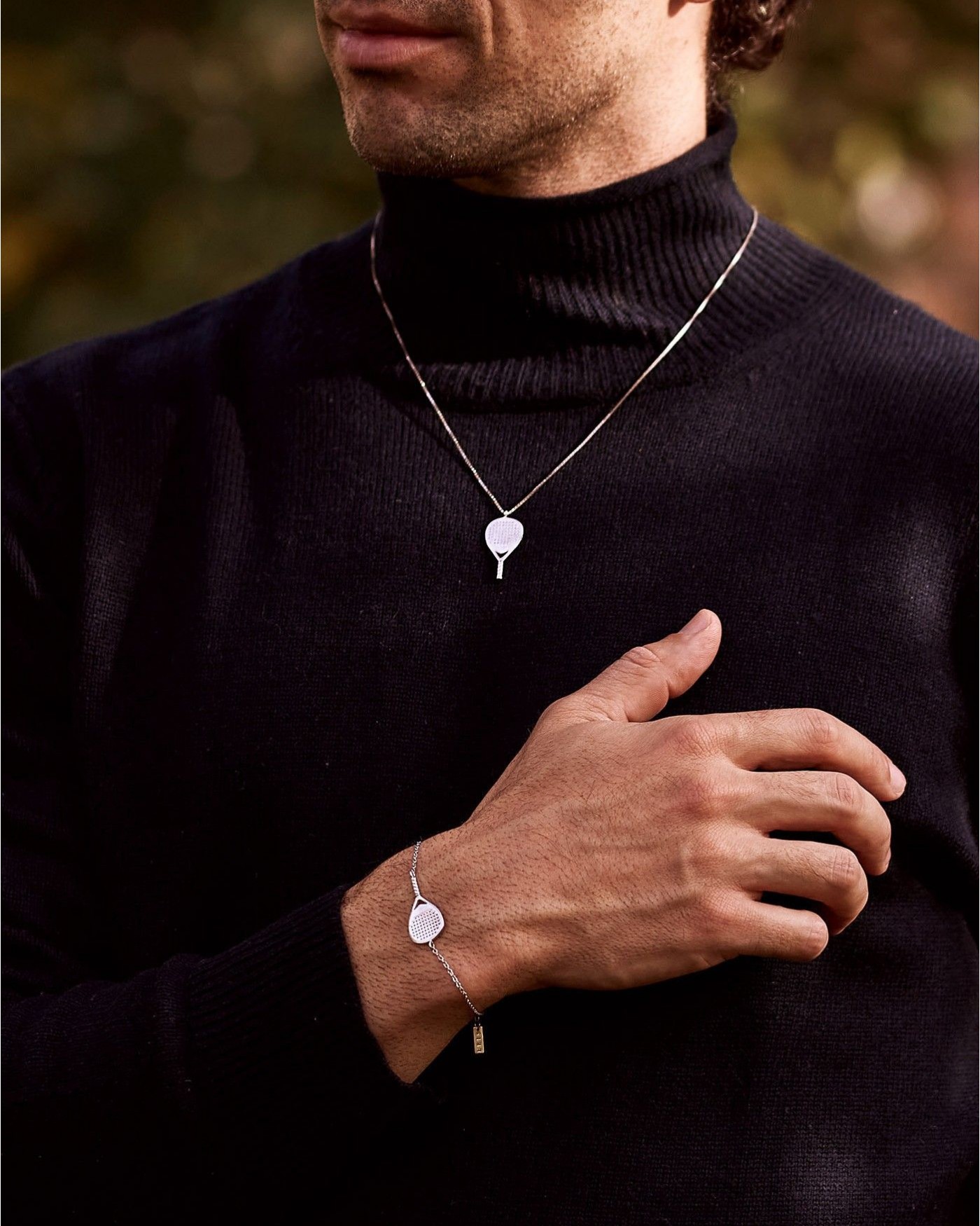 Men's Silver Padel X3 necklace  - 4