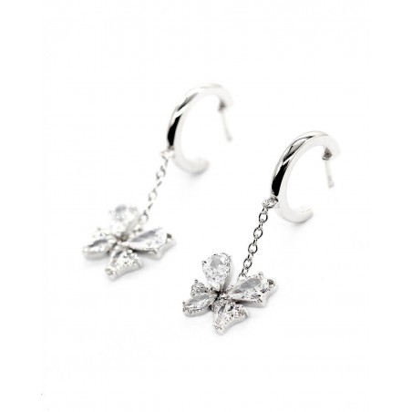 Pendant Butterfly Earrings Farfalla with white zircons  - 2