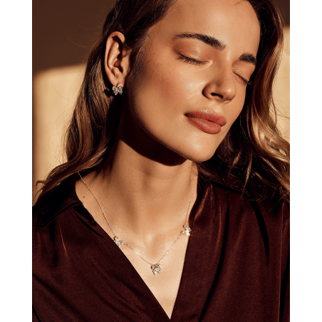 Farfalla Butterfly necklace with white zircons  - 1