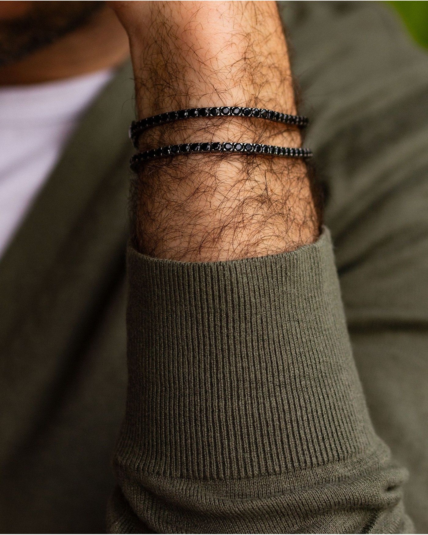 Srebrna bransoletka Tennis rodowana na czarno z czarnymi cyrkoniami  - 4