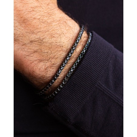 Silver Tennis bracelet rhodium plated black with black cubic zirconia  - 2