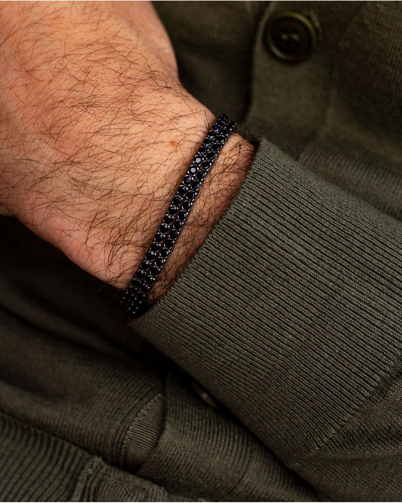 Srebrna bransoletka Tennis rodowana na czarno z czarnymi cyrkoniami  - 6