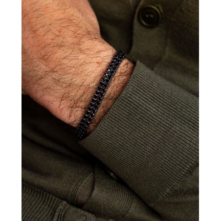 Silver Tennis bracelet rhodium plated black with black cubic zirconia  - 6